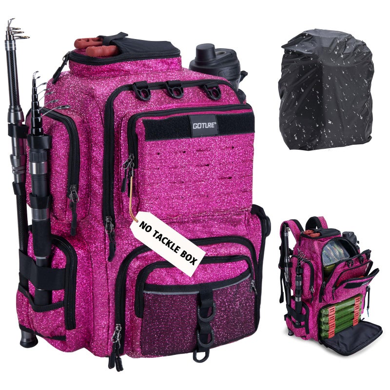 Goture Fishing Backpack900D WaterResistant Tackle Backpack with Rod Holders45L Large Fishing Bag Storage Gear Tackle Bag with Rain CoverBottle Holder for Travel Camping HikingWithout Tackle Box - Image 2