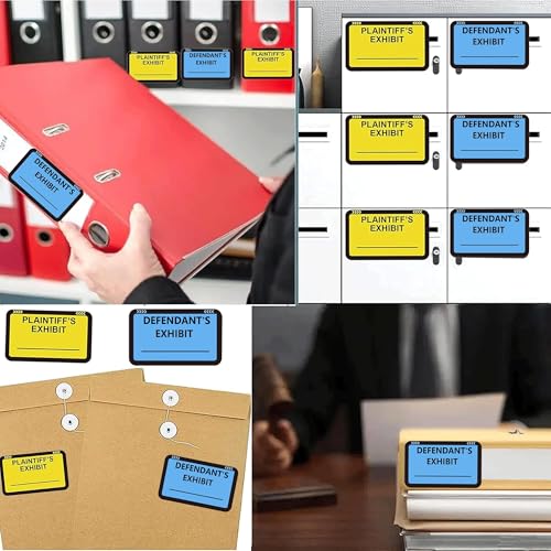 wootile Legal Yellow Plaintiff's Exhibit Blue Defendant's Exhibit Stickers 1.65 X 1 Inches - Color-Coded Exhibit Labels 400 Pcs Blank File Folder Labels Tabs Legal Documents Report Divider for Offices Courts - Image 2