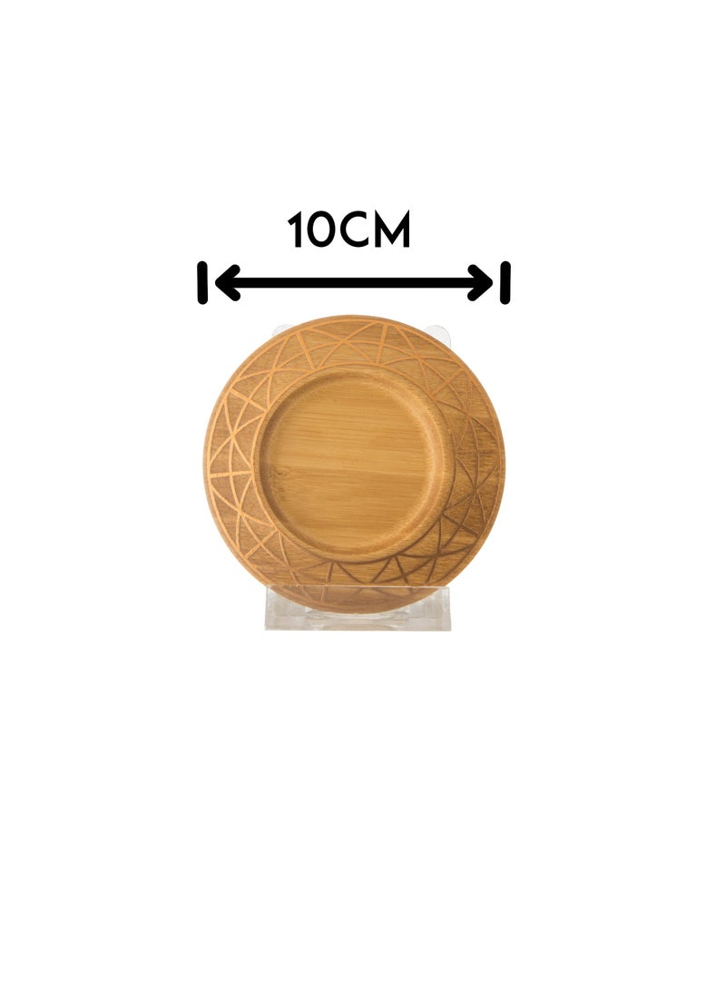 Dania A set of wooden dessert plates with a metal stand, 6 pieces, plate size 10 cm - Image 4