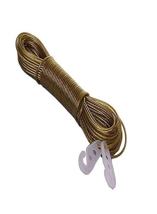 Homenique 20 Meter PVC Coated Steel Anti-Rust Wire Rope Washing Line Clothesline with 2 Plastic Hooks