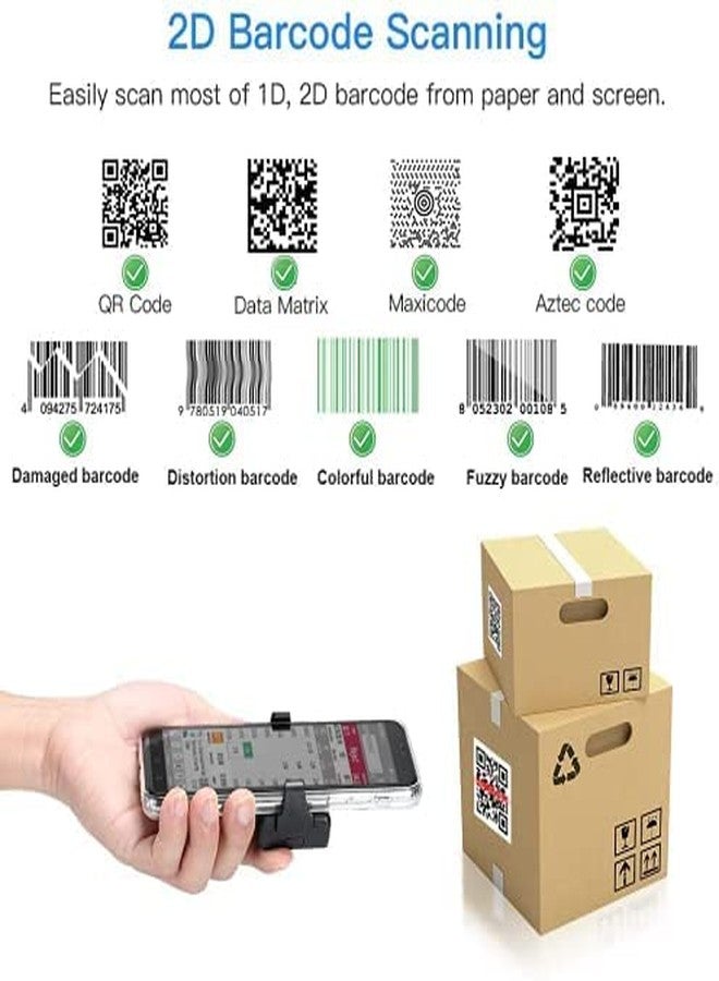 Eyoyo 2D Bluetooth Barcode Scanner, Mini Wireless Back Clip-on Phone Barcode Scanner for 1D QR PDF417 Data Matrix Code Reader, Compatible with iPhone, Android, iOS for Warehouse Library Book Inventory - Image 4