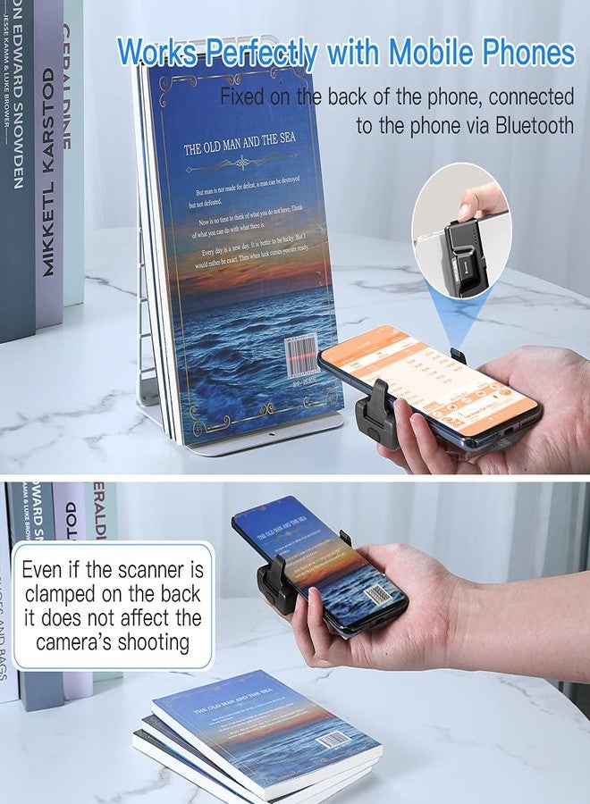 Eyoyo 2D Bluetooth Barcode Scanner, Mini Wireless Back Clip-on Phone Barcode Scanner for 1D QR PDF417 Data Matrix Code Reader, Compatible with iPhone, Android, iOS for Warehouse Library Book Inventory - Image 2