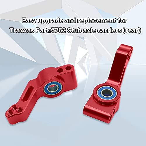 OGUNKE RC Aluminum Front Caster Block&Steering Blocks and Rear Stub Axle Carriers kit with Ball Bearings Upgrade Parts for 1/10 Traxxas 2WD Slash, Stampede, Rustler, Replace 3632 3736 3752 (Red) - Image 3