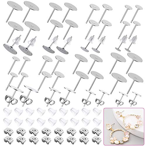 Flasoo Earring Posts and Backs, Flasoo 700Pcs Stud Earring Making Kit with 300Pcs Stainless Steel Earring Posts and 400Pcs Earring Backs, Earring Supplies Kit for DIY Earrings and Jewelry Making - Image 1