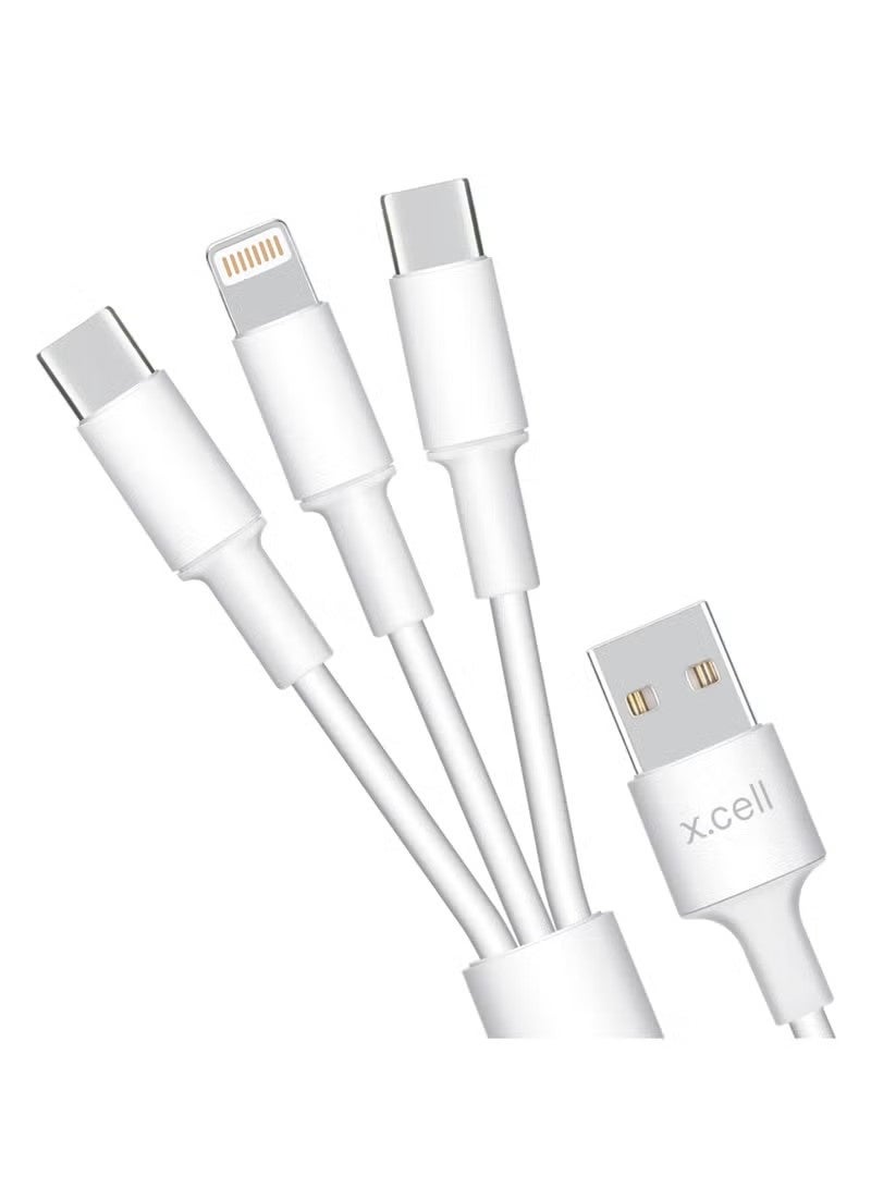 Xcell 1.5 Meter Fast Charging Cable | 3A Power Capacity | Heat Resistant Insulated Coating | Compact Strong Build | Universal Compatibility with iPhone 15, Samsung, iPad, MacBook, Laptops – White - Image 2