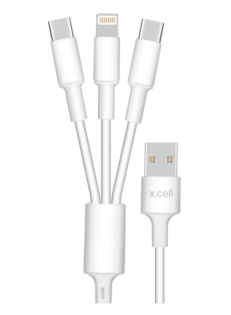 Xcell 1.5 Meter Fast Charging Cable | 3A Power Capacity | Heat Resistant Insulated Coating | Compact Strong Build | Universal Compatibility with iPhone 15, Samsung, iPad, MacBook, Laptops – White - Image 1