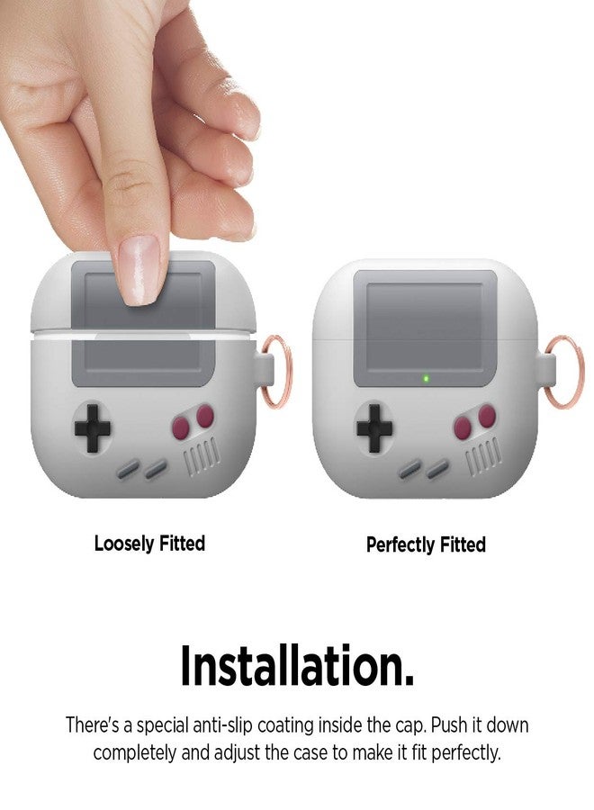 elago AW5 Compatible with Airpods Pro Case, Classic Handheld Game Console Design Case with Keychain, Durable Silicone Construction, MagSafe Compatible [US Patent Registered] [Light Grey] - Image 4