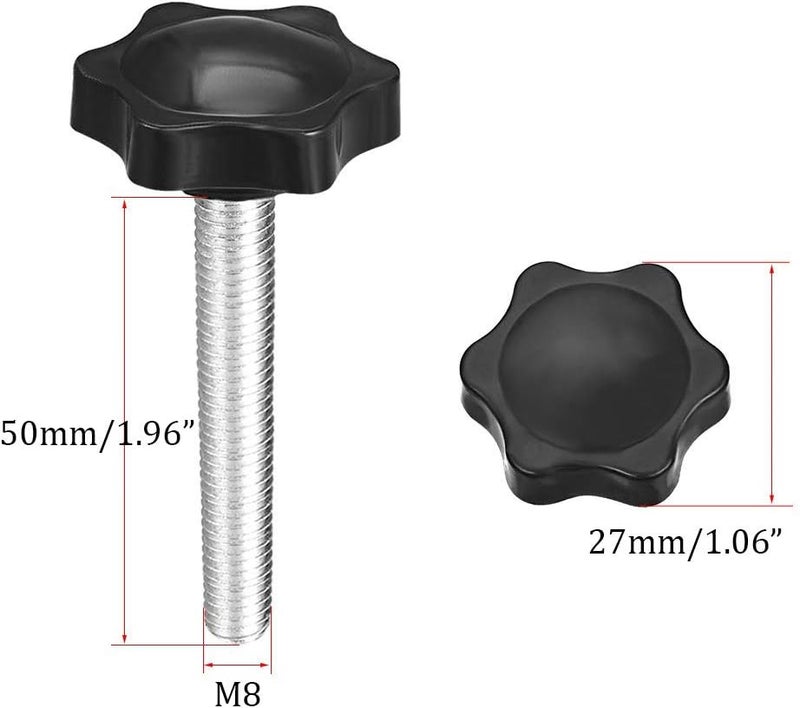 NACX M8 x 50mm Thread Clamping Knob, Thumb Screw, Star Hand Knob Tightening Screw Knob for Machinery, 10Pcs - Image 2