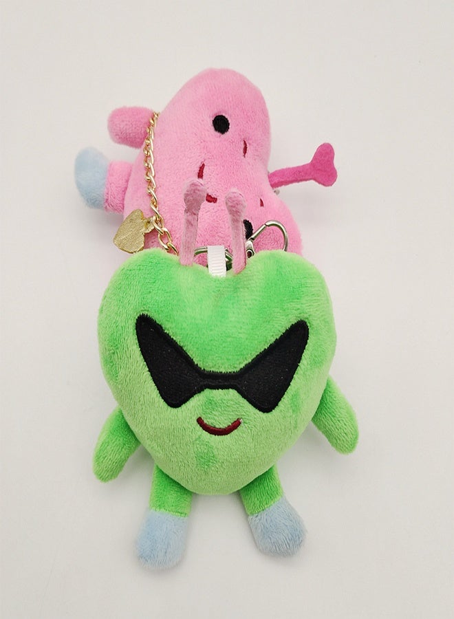 general Plush Toy Heart Shaped Cute 2Pcs Pink Green Soft - Image 2