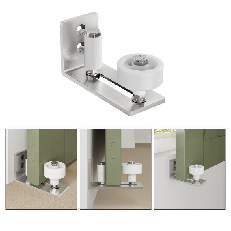SMARTSTANDARD Sliding Barn Door Floor Guide for Bottom Adjustable Roller - 8 Setup Options for DIYers - Flush Design Bottom Flat Barn Door Floor Guide Stay Roller (Brushed Nickel) 1PCS - Image 5