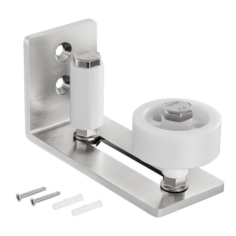 SMARTSTANDARD Sliding Barn Door Floor Guide for Bottom Adjustable Roller - 8 Setup Options for DIYers - Flush Design Bottom Flat Barn Door Floor Guide Stay Roller (Brushed Nickel) 1PCS - Image 1