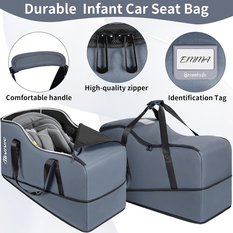 IBVIVIC Car Seat Travel Bag Compatible with UPPAbaby Aria and Mesa Infant Car Seat Travel Bag Car Seat Cover for Airplane Travel Grey - Image 5