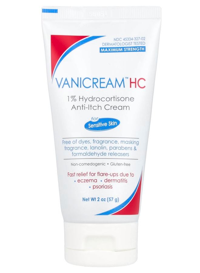 Vanicream كريم هيدروكورتيزون مضاد للحكة بتركيز 1% خالي من العطور 2 أونصة (57 جرام)