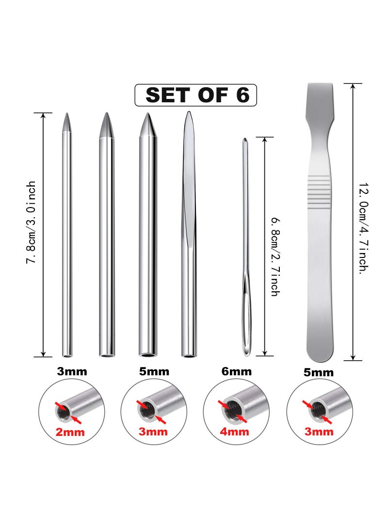 Excefore 6 Pieces Paracord Stitching Set Silvery 6 Sizes Paracord FID Lacing Stitching Needles Paracord Smoothing Tool Lacing Leathercraft Needle for Paracord - Image 2