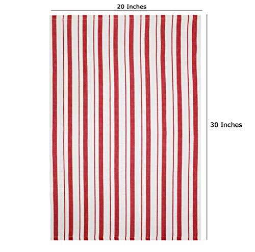 COTTON CRAFT Oversized Kitchen Towels - 4 Pack 100% Cotton Basketweave Tea Dish Towels - Absorbent Reusable Low Lint Quick Dry - Cooking Drying Restaurant Bar Cleaning Cloth Napkin -20x30 Red Stripe - Image 2
