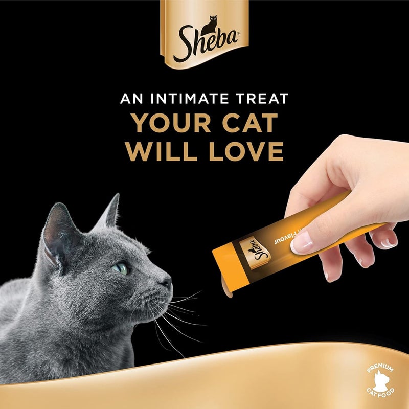 شيبا طعام القطط من شيبا (Sheba Cat Food)، حلوى كريمية مذابة، عبوتان بنكهة الدجاج، عبوتان بنكهة الدجاج والسمك الأبيض، طعام رطب فاخر يتم إطعامه يدويًا، عبوة تحتوي على 48 قطعة بوزن 12 جرام لكل قطعة. - Image 3