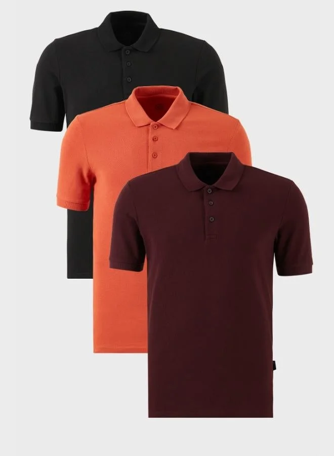 Buratti Buratti Cotton Regular Fit Button-Down Polo Collar 3-Pack T-Shirt Men's T-SHIRT 5902127S3