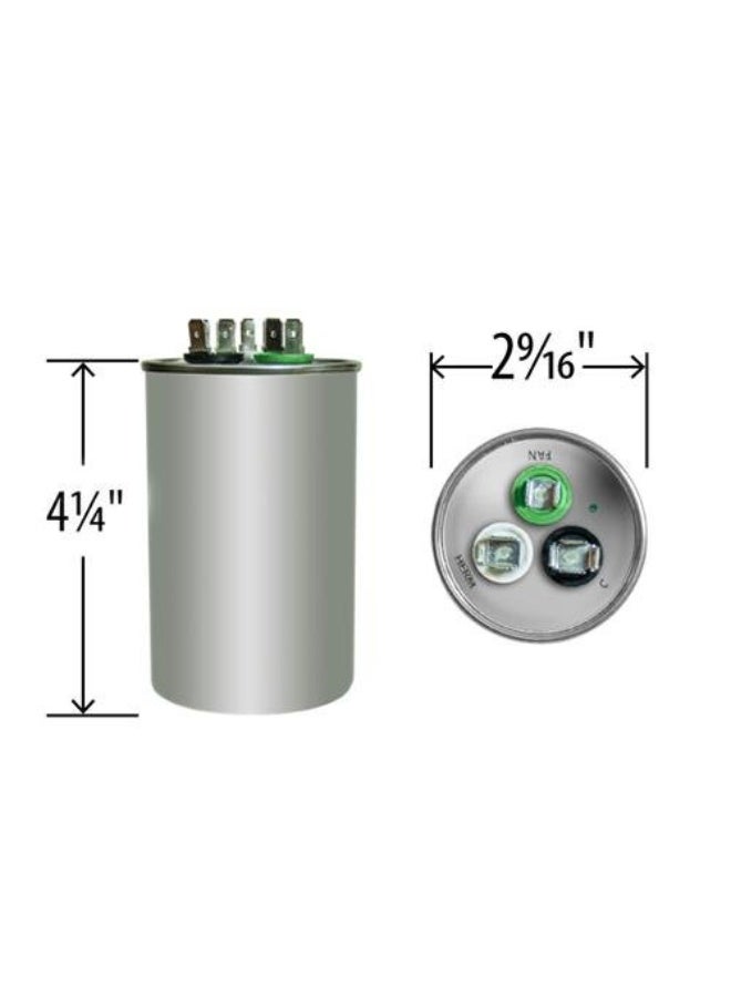 AMRAD American Standard Replacement - 45 + 10 uf/Mfd 370/440 VAC AmRad Round Dual Universal CapacitorReplacement Made in The U.S.A. - Image 3