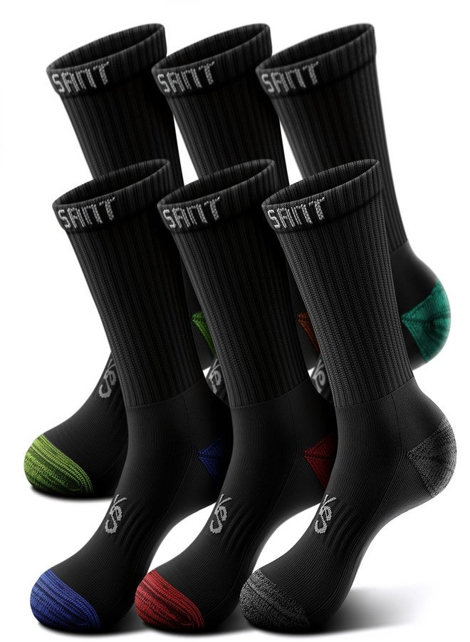 KEMISANT Men Socks, Athletic Crew Socks Compression for Men Sports Running Cushioned Footbed Arch Support(6Pairs,Shoes Size:Men 7-8) - Image 1