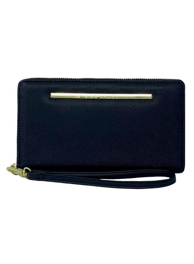 STEVE MADDEN Zip Around Wallet Wristlet Black - Image 1