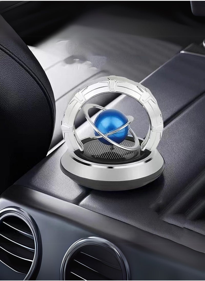 MOCOM Car Air Freshener Solar Rotating Aromatherapy Ornament with Interstellar Crystal Ball (Blue and Silver)  - Image 4