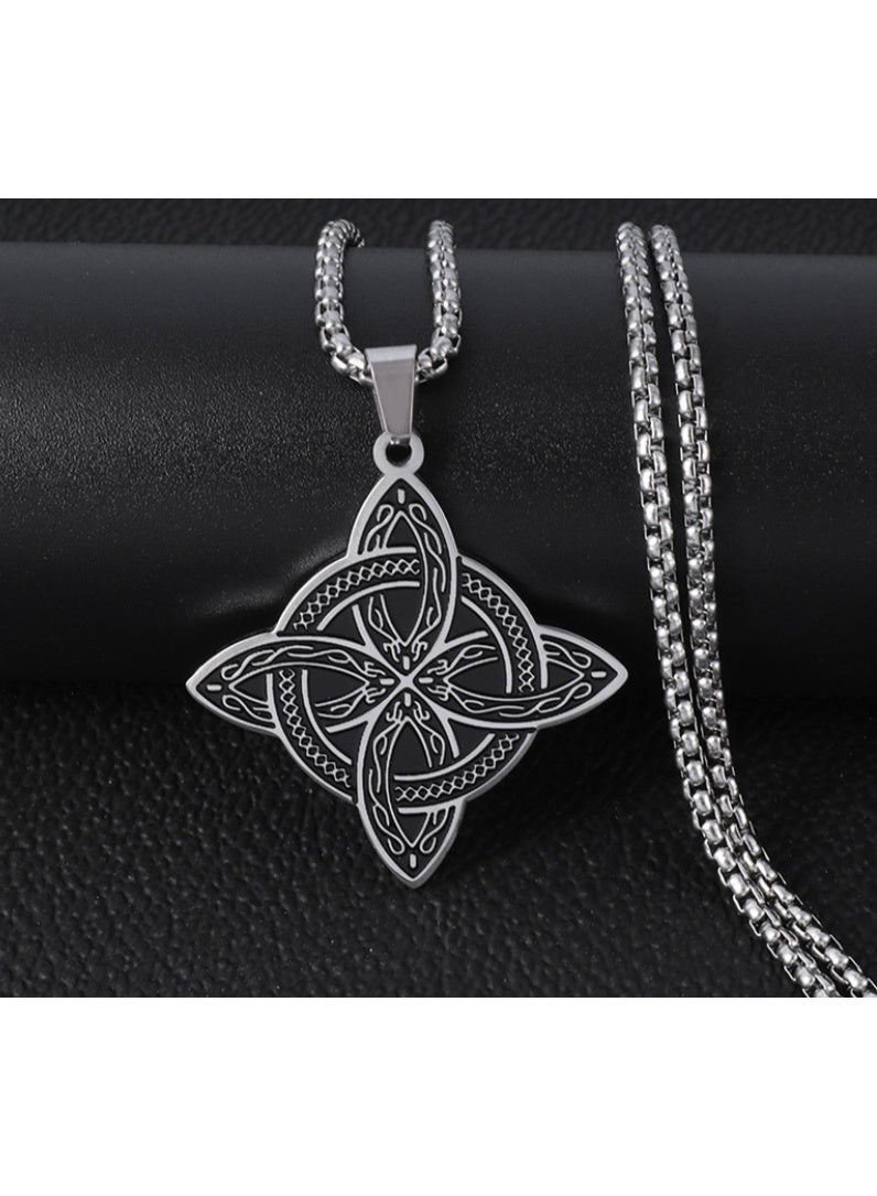 لاتين قلادة رجالية من التيتانيوم والفولاذ، فضية اللون، بتصميم عصري أنيق، سلسلة ترقوة متينة، إكسسوار مثالي لأعياد الميلاد والعيد، مجوهرات عصرية مضادة للحساسية ومتينة - Image 1