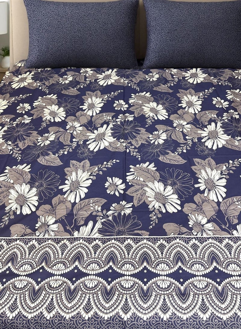 طقم ملاءات سرير مزدوج مقاس كينغ - ملاءات سرير قطنية مطبوعة مع غطاء وسادة - Image 2