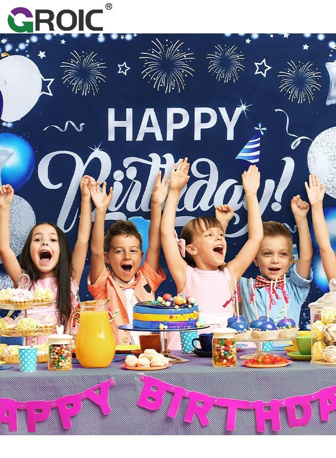 GROIC لافتة خلفية لعيد الميلاد، بالون فضي كبير أزرق اللون على شكل نجمة للألعاب النارية، ملصق للحفلات كخلفية للصور، ديكورات حفلات أعياد الميلاد، لوازم لافتة طاولة الكيك، لوازم الحفلات - Image 4