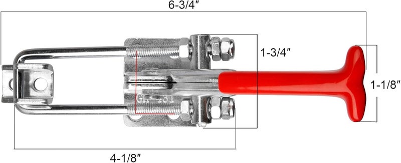 heneng 2 Pcs Adjustable Toggle Latch Clamp, Length: 6-3/4", 440 Lbs Load Capacity Quick Release Toggle Clamp, 304 Stainless Steel - Image 2