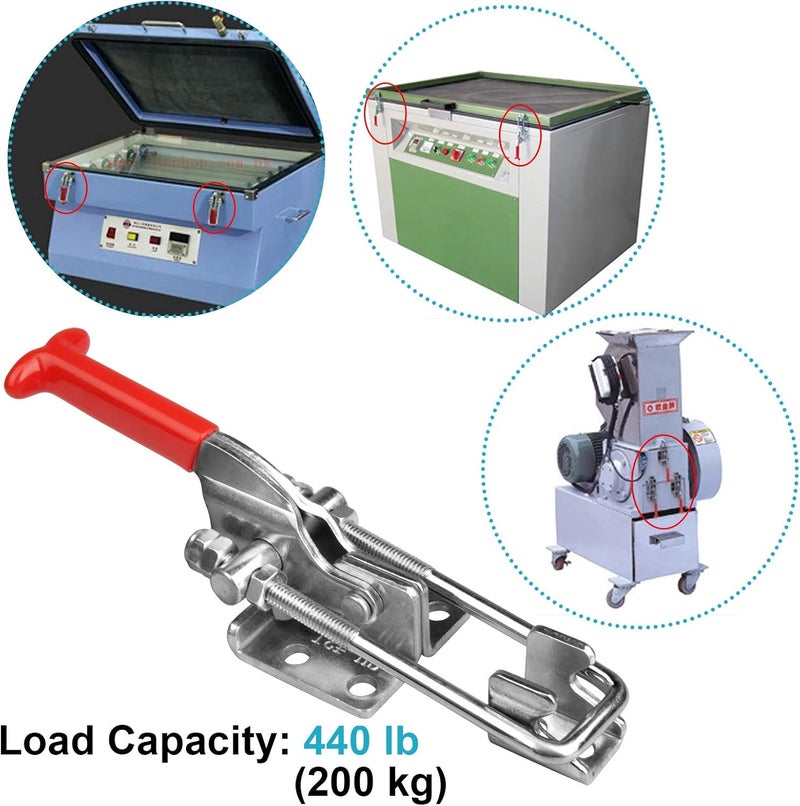 heneng 2 Pcs Adjustable Toggle Latch Clamp, Length: 6-3/4", 440 Lbs Load Capacity Quick Release Toggle Clamp, 304 Stainless Steel - Image 4