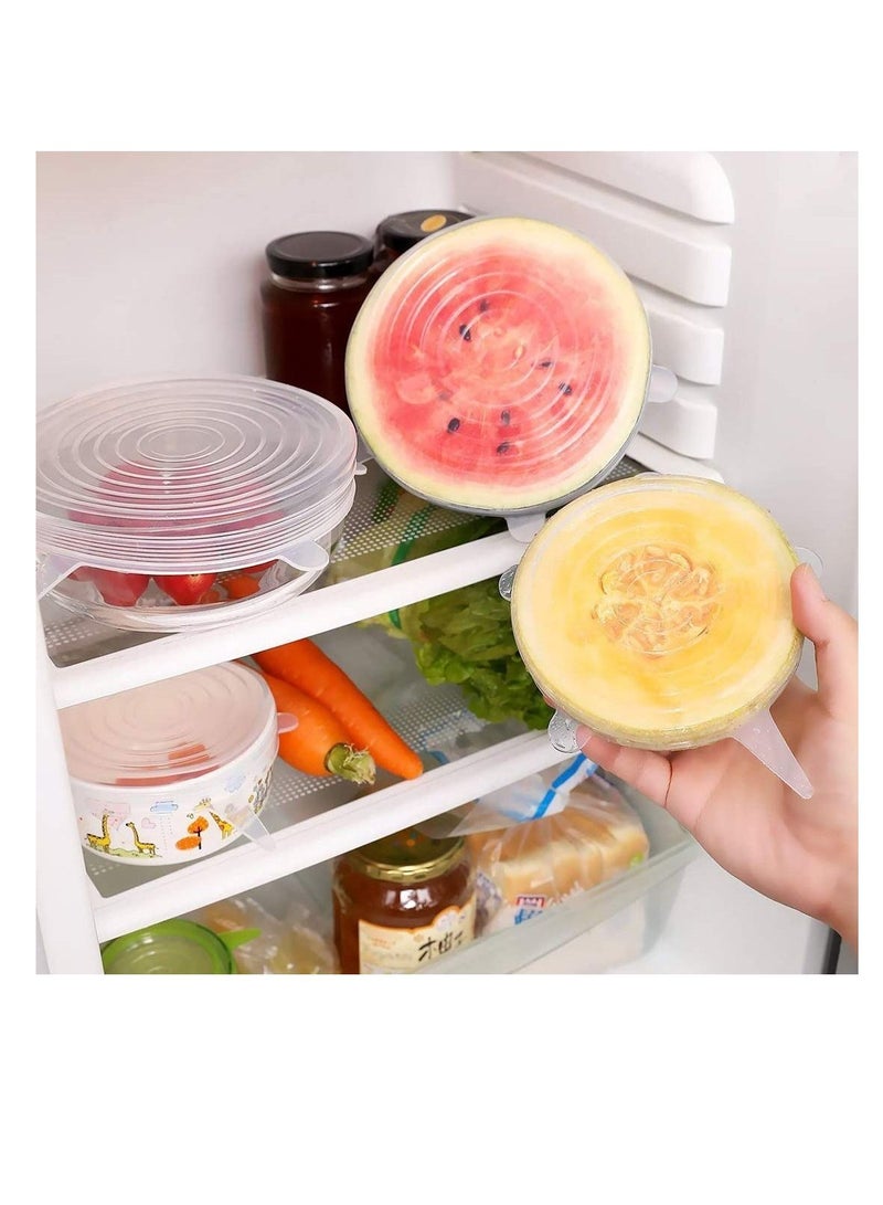 NIBEMINENT Silicone Stretch Lid, 6-Pack of Multi Size Reuseable Food Storage Covers, Fresh Saver Covers Wrap Bowl Pot Cup Lid- BPA Free, Dishwasher, Microwave, Oven and Freezer Safe (Transparent)  - Image 2