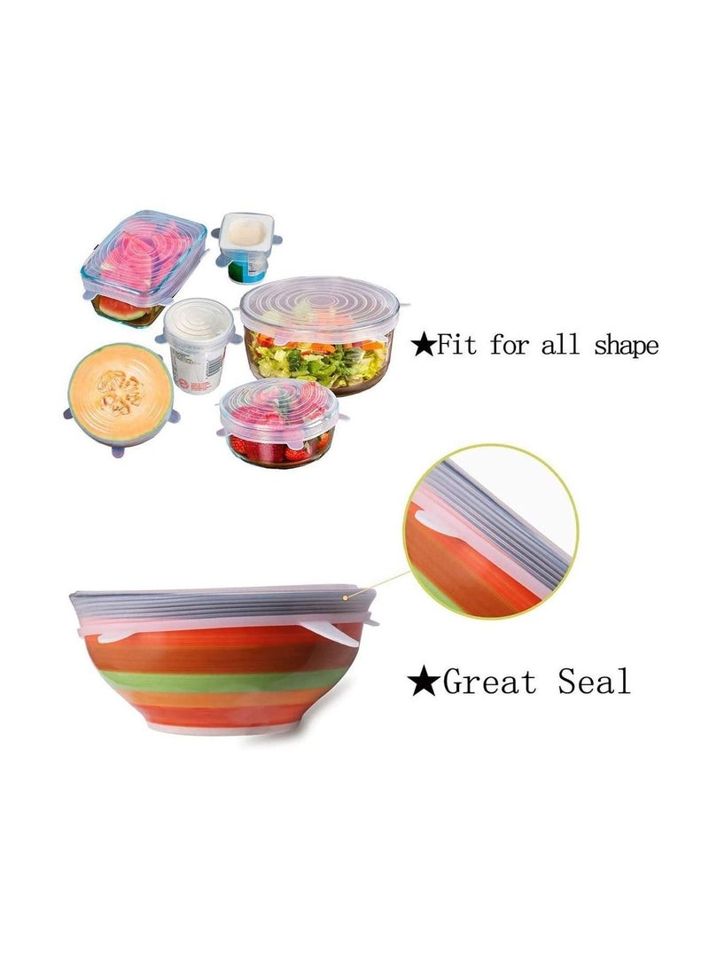 NIBEMINENT Silicone Stretch Lid, 6-Pack of Multi Size Reuseable Food Storage Covers, Fresh Saver Covers Wrap Bowl Pot Cup Lid- BPA Free, Dishwasher, Microwave, Oven and Freezer Safe (Transparent)  - Image 4