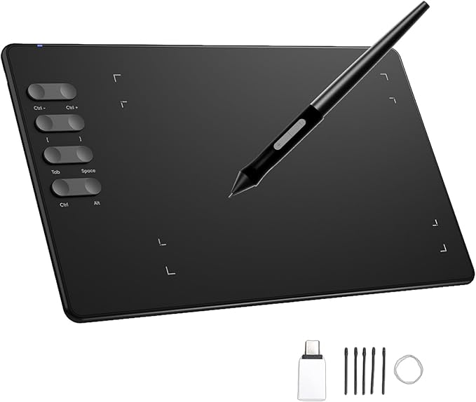 P5 Graphic Drawing Tablet 195x122mm Active Area with Stylus Compatible with PS Illustrator for Design and Online Teaching - Image 1