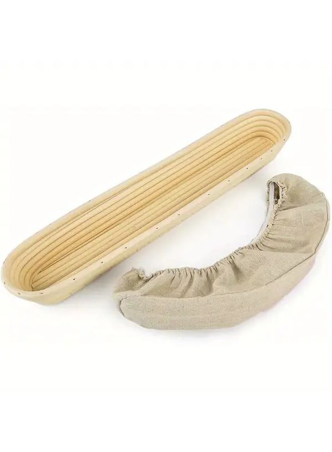 Baguette Bread Proofing Basket 17.32 In With Cloth Liner Perfect Gift For Holiday - Image 1
