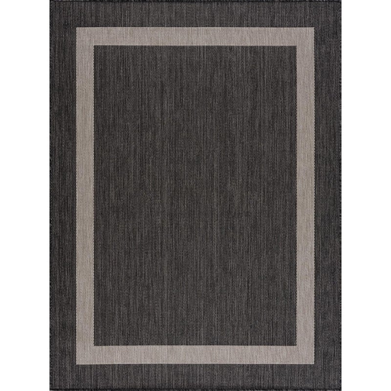 CAMILSON Outdoor Rug 5x7,Modern Outside Rugs for Patios Porches Waterproof Durable Washable Non-Shedding, Easy-to-Clean Indoor Outdoor Area Carpet (5 x 7, Bordered - Dark Gray/Light Gray) - Image 2