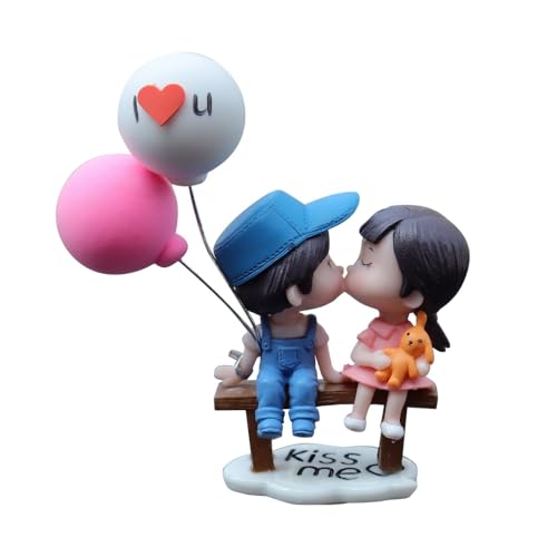 MiOYOOW Cartoon Couple Car Decoration, Cute Couples Ornaments Car Interior Decoration Accessories with Balloon for Car Bedrooms Home Desks - Image 1