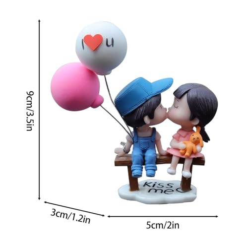 MiOYOOW Cartoon Couple Car Decoration, Cute Couples Ornaments Car Interior Decoration Accessories with Balloon for Car Bedrooms Home Desks - Image 4