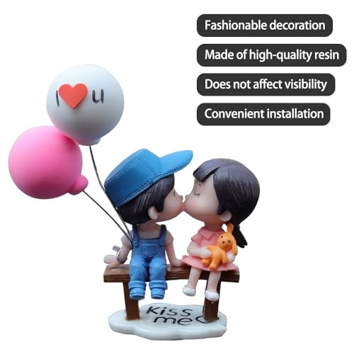 MiOYOOW Cartoon Couple Car Decoration, Cute Couples Ornaments Car Interior Decoration Accessories with Balloon for Car Bedrooms Home Desks - Image 2