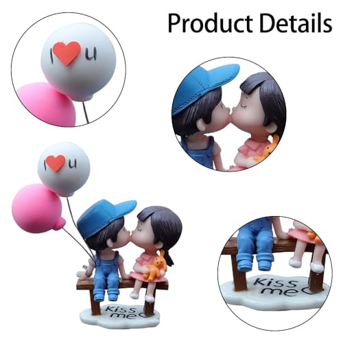 MiOYOOW Cartoon Couple Car Decoration, Cute Couples Ornaments Car Interior Decoration Accessories with Balloon for Car Bedrooms Home Desks - Image 3