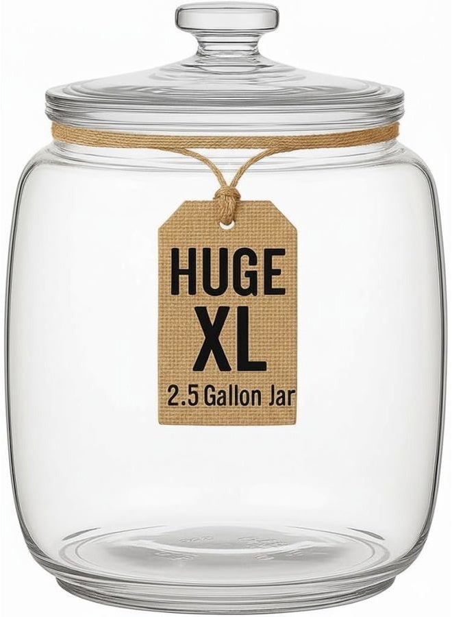 kitchentoolz 2.5 Gallon Extra Large Glass Cookie Jar with Airtight Lid – XL Clear Storage Container for Bulk Cookies, Candy, Flour, Dog Treats & More – Oversized Jar for Kitchen or Laundry Room - Image 1
