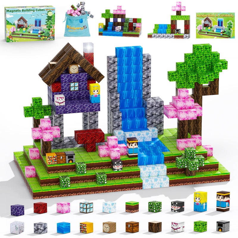 KIZJORYA Magnetic Blocks 108PCS Magnetic Building Blocks for Kids STEM Build Magnets Forest World Set for Toddler Birthday Xmas Gifts Montessori Sensory Toys for Boys Girls Aged 312 1 Magnet Cubes - Image 3