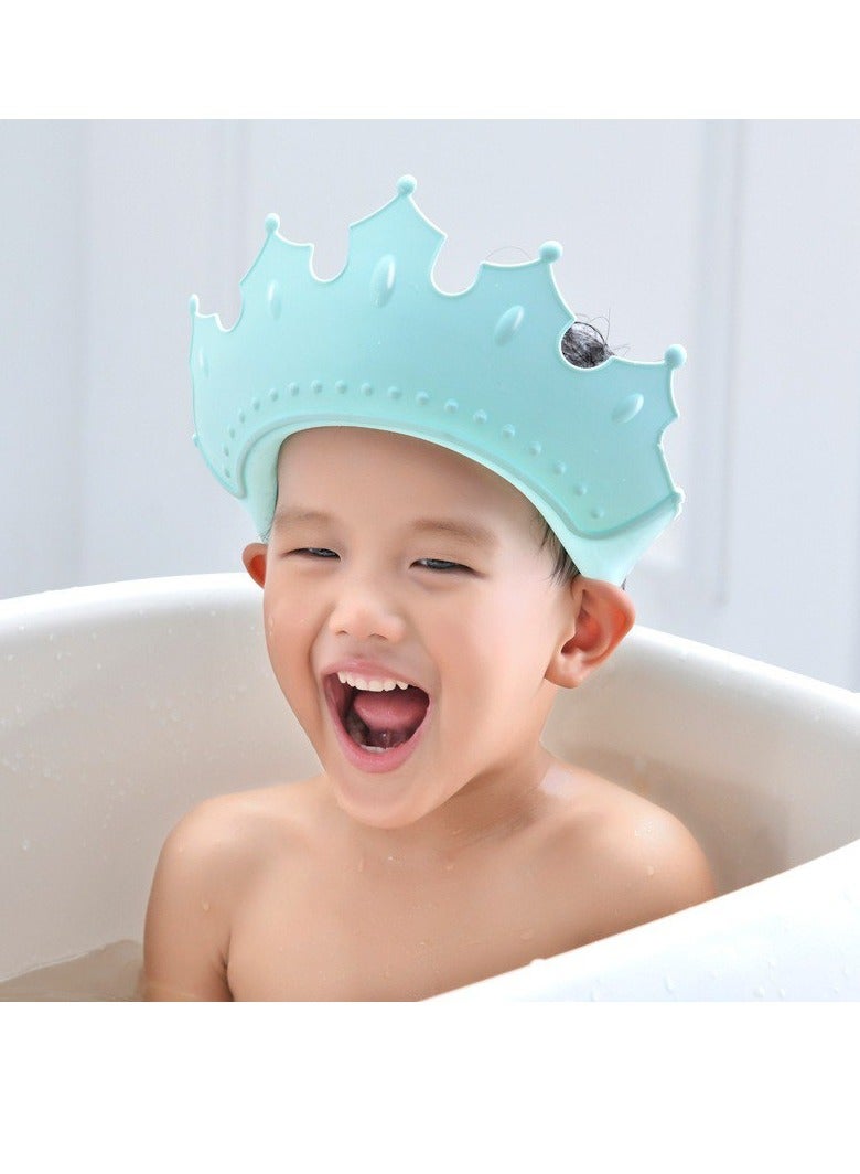 Adjustable Children Ear&Eye Protection Plastic Shower Cap Baby Shampoo Cap Crown Shape Wash Hair Shield Hat Shower Head Cover