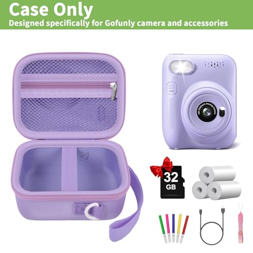ALKOO Instant Print Camera Case Compatible with Gofunly Camera, Digital Camera Bag for Esoxoffore/for LETSHAHA/for JPVERLY/for Hangrui, Storage for Printer Paper and 32GB SD Card- Purple (Box Only) - Image 2