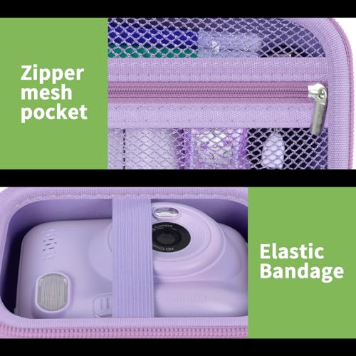 ALKOO Instant Print Camera Case Compatible with Gofunly Camera, Digital Camera Bag for Esoxoffore/for LETSHAHA/for JPVERLY/for Hangrui, Storage for Printer Paper and 32GB SD Card- Purple (Box Only) - Image 4