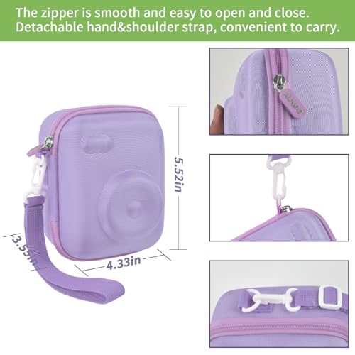 ALKOO Instant Print Camera Case Compatible with Gofunly Camera, Digital Camera Bag for Esoxoffore/for LETSHAHA/for JPVERLY/for Hangrui, Storage for Printer Paper and 32GB SD Card- Purple (Box Only) - Image 3