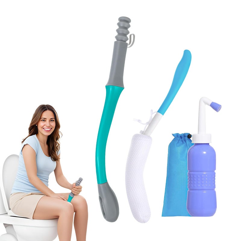 JFMkaer Toilet Aids Set for Wiping - Long Handle Butt Wiper for People Overweight, Elderly and Disabled, Bottom Buddy Wiping Aid for Bathroom ( 4PCS Personal Hygiene Kit ) - Image 1