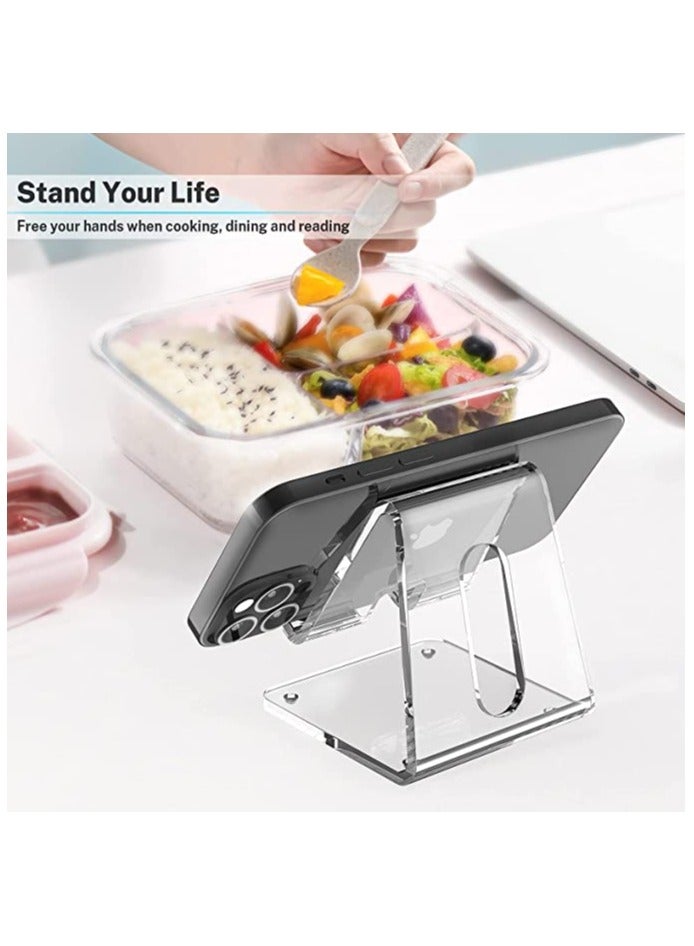 SMARTPOINTS Clear Acrylic Cell Phone Stand Portable Holder for Desk Compatible with iPhone 12 Pro Max Mini 11 XR 8 Plus SE Android Smartphones Switch and Tablets Everyday Use Home Office - Image 2