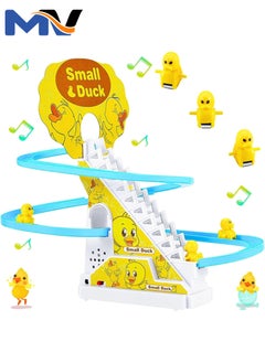 MAGIC VAULT 3 Slide Toy, Funny Automatic Stair-Climbing Ducklings Cartoon Race Track Set Little Lovely Slide Escalator with Lights and Music_3 Duck Included  - Image 1
