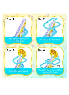 MAGIC VAULT 3 Slide Toy, Funny Automatic Stair-Climbing Ducklings Cartoon Race Track Set Little Lovely Slide Escalator with Lights and Music_3 Duck Included  - Image 2