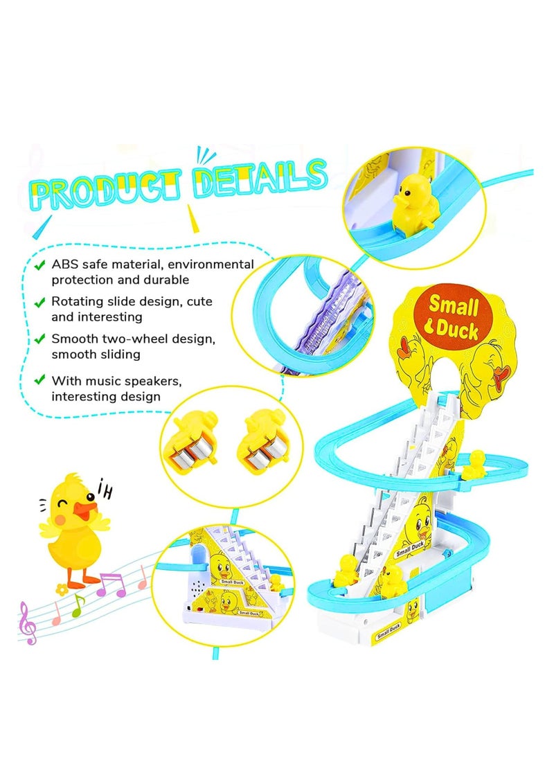 MAGIC VAULT 3 Slide Toy, Funny Automatic Stair-Climbing Ducklings Cartoon Race Track Set Little Lovely Slide Escalator with Lights and Music_3 Duck Included  - Image 5